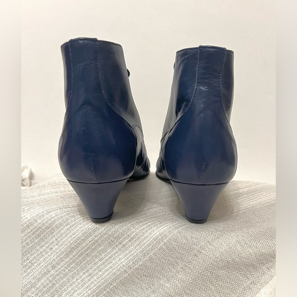 Vintage Deadstock 60s/70s Town & Country Royal Blue Leather Ankle Booties NWB - Picture 5 of 8